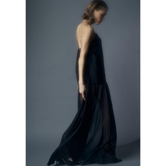 Zara Mulberry Silk Dress Black Size M - Picture 3 of 16